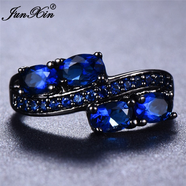 10 Colors Boho Female Girl Purple Oval Ring Fashion Black Gold Jewelry Vintage Green Blue Red Pink Wedding Rings For Women