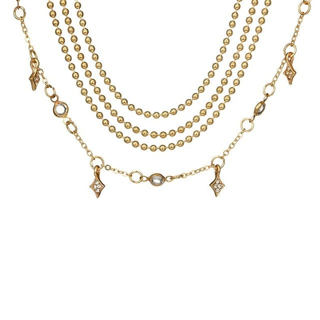 Tocona Bohemian Beads Chain Chokers Necklace Collar for Women Pendant Necklaces Layered Charm Necklace Jewelry 6655