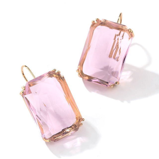 Transparent Resin Pendant Hanging Earring For Women Bohemia Trendy Geometric Square Acrylic Drop Dangle Earrings Wedding Jewelry