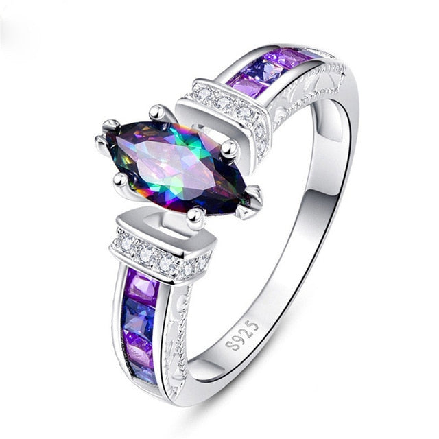 Huitan Special Marquise Shape Shiny Purple CZ Prong Setting Fashion Cocktail Party Rings for Women Size 6-10 wholesale lots bulk