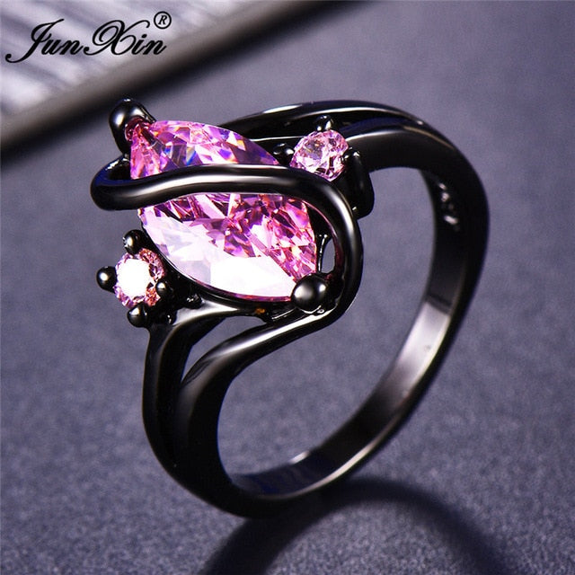 12 Color Unique Mystery Female Girls Rainbow Ring Fashion 14KT Black Gold Jewelry Bohemian Vintage Wedding Rings For Women