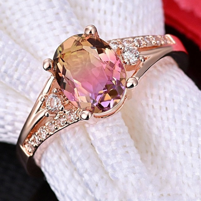 FDLK   Rose Gold Filled with Alloy Bridal Wedding Engagement Ring Personality Charm Jewelry Size 5-12