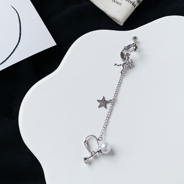 1PC European Style Egirl Fashion Vintage Long Chain Cross Zipper Drop Earrings For Men Women Party Punk Bff Jewelry Gift Brincos