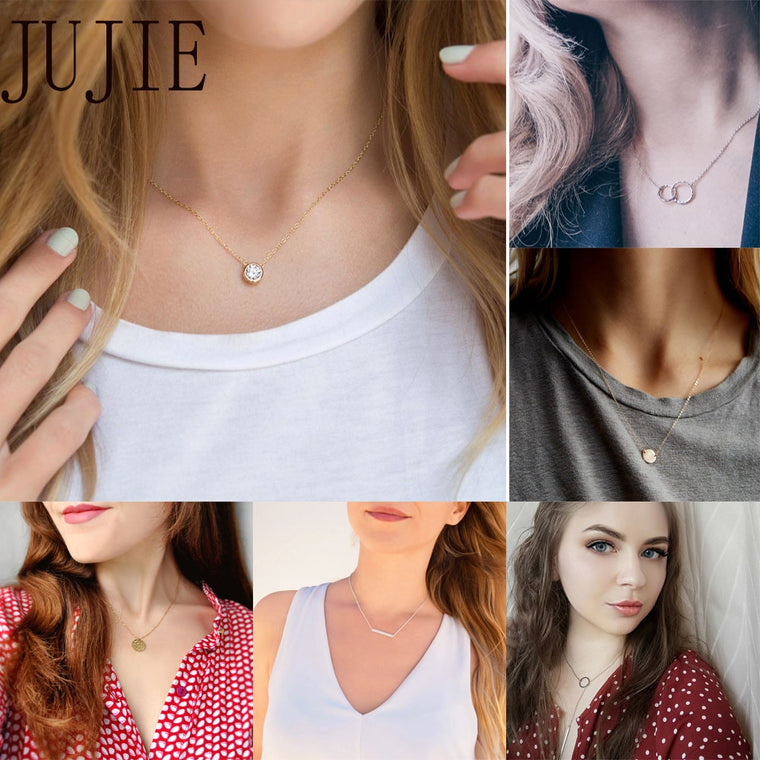 JUJIE Multitype Stainless Steel Necklaces For Women 2020 Simple Pendants Necklace Luxury Chokers Necklace Jewelry Dropshipping