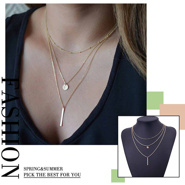 VKME boho Multi-layer necklace Party BIRTHDAY Wear Pearl Moon Coin Heart Shaped Cross Pendant for women necklace Jewellery