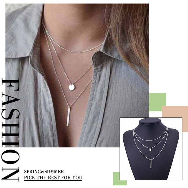 VKME boho Multi-layer necklace Party BIRTHDAY Wear Pearl Moon Coin Heart Shaped Cross Pendant for women necklace Jewellery