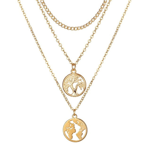 VKME boho Multi-layer necklace Party BIRTHDAY Wear Pearl Moon Coin Heart Shaped Cross Pendant for women necklace Jewellery