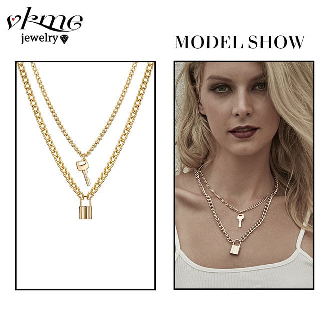VKME boho Multi-layer necklace Party BIRTHDAY Wear Pearl Moon Coin Heart Shaped Cross Pendant for women necklace Jewellery