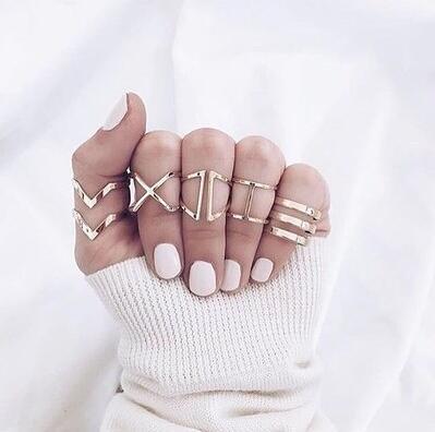 SexeMara 12 pc/set Charm Gold Color Midi Finger Ring Set for Women Vintage Boho Knuckle Party Rings Punk Jewelry Gift for Girl
