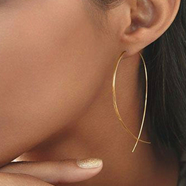 Fish Shaped Earrings Simplicity Handmade Copper Wire Earring for Women  gold Color Geometric Ear jewelry Brooch Earrings e019