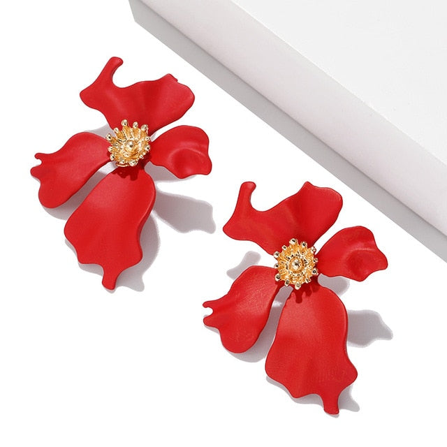 2019 new design fashion jewelry elegant big double mixed flower co earrings summer style beach party earring for women jewelry