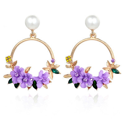 2019 new design fashion jewelry elegant big double mixed flower co earrings summer style beach party earring for women jewelry