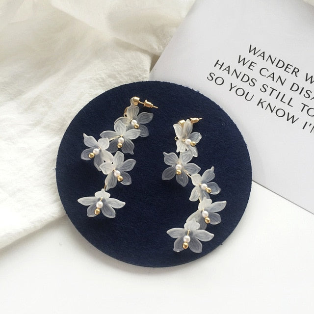 2019 New flower handmade bohemia boho earrings women fashion long hanging earrings crystal female wedding earings party jewelry