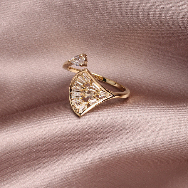 New design fashion jewelry opening high-grade copper inlaid zircon butterfly ring luxury shiny cocktail party ring for women