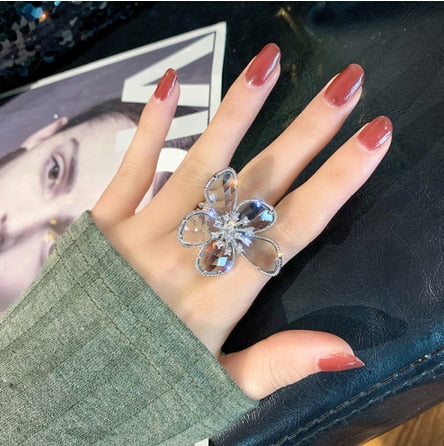 New design fashion jewelry opening high-grade copper inlaid zircon butterfly ring luxury shiny cocktail party ring for women