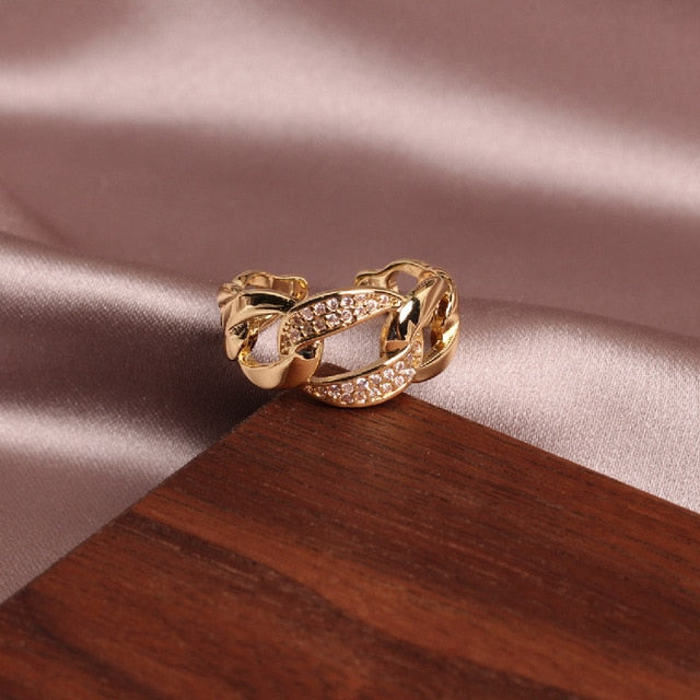 New design fashion jewelry opening high-grade copper inlaid zircon butterfly ring luxury shiny cocktail party ring for women