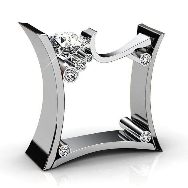 Punk Square Female Male Zircon Stone Ring Crystal Rose gold Ring Promise Wedding Engagement Rings For Women Men's Party