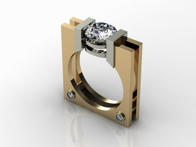 Punk Square Female Male Zircon Stone Ring Crystal Rose gold Ring Promise Wedding Engagement Rings For Women Men's Party