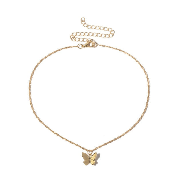 JCYMONG Bohemian Cute Butterfly Choker Necklace For Women Gold Silver Color Clavicle Chain 2020 Fashion Female Chocker Jewelry