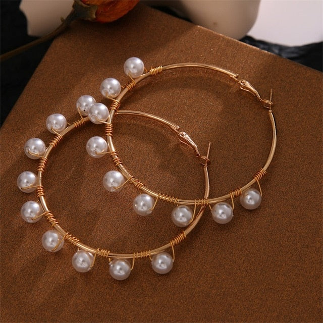 IPARAM Trend Simulation Pearl Long Earrings Female White Round Pearl Wedding Pendant Earrings Fashion Korean Jewelry Earrings