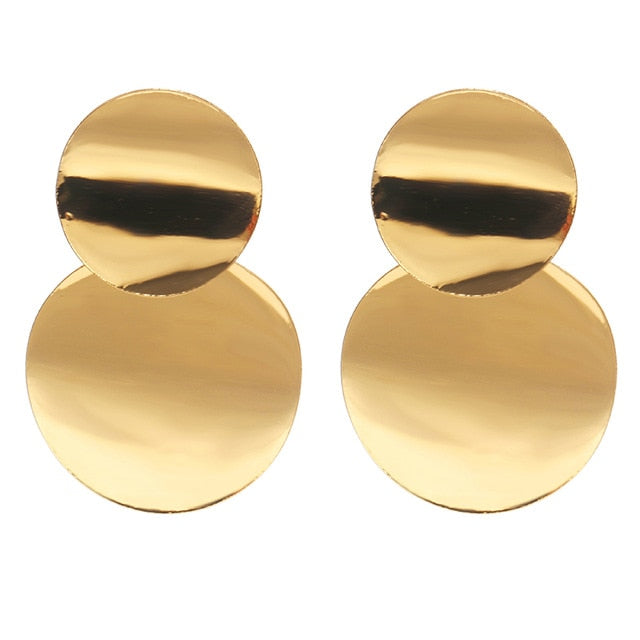 2019 nuevos pendientes de mujer de Color Metal Simple encanto hueco geométrico colgante pendientes adecuado para el regalo de amante de la joyería de invierno