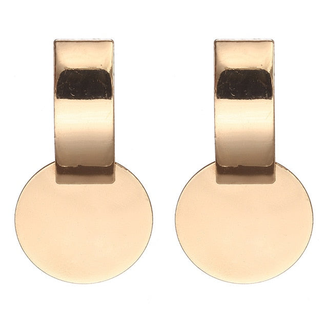 2019 nuevos pendientes de mujer de Color Metal Simple encanto hueco geométrico colgante pendientes adecuado para el regalo de amante de la joyería de invierno