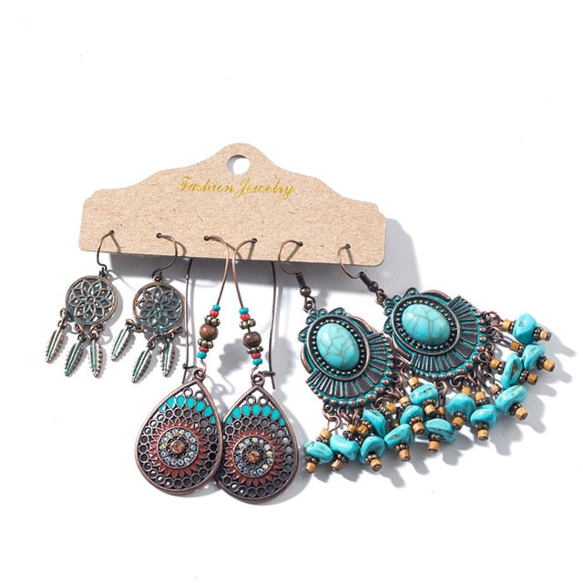 Multiple Boho Ethnic Dangle Drop Earrings for Women Female Fashion 2019 Women's Earrings Sets Ornament Charm Jewelry Accessories