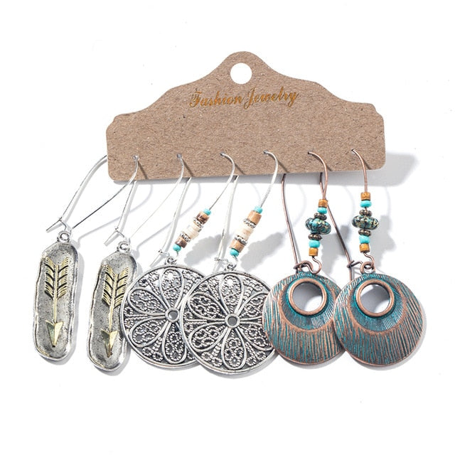 Multiple Boho Ethnic Dangle Drop Earrings for Women Female Fashion 2019 Women's Earrings Sets Ornament Charm Jewelry Accessories