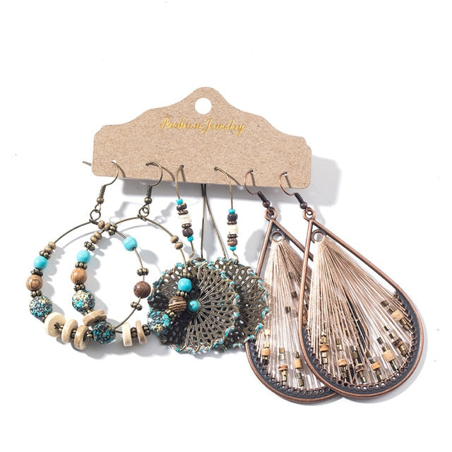 Multiple Boho Ethnic Dangle Drop Earrings for Women Female Fashion 2019 Women's Earrings Sets Ornament Charm Jewelry Accessories