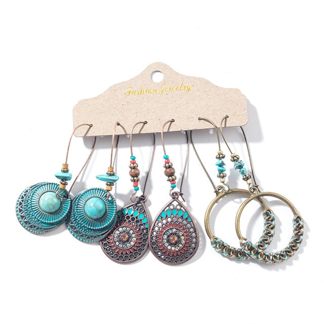Multiple Boho Ethnic Dangle Drop Earrings for Women Female Fashion 2019 Women's Earrings Sets Ornament Charm Jewelry Accessories