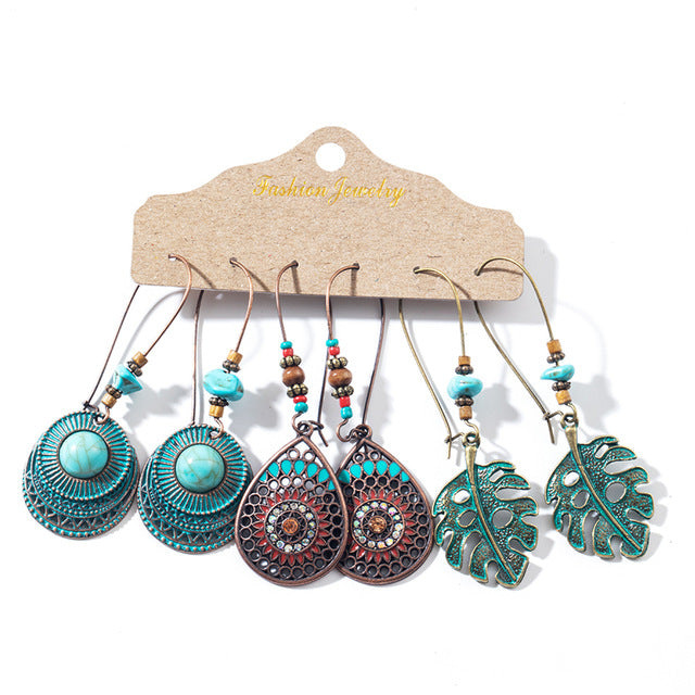 Multiple Boho Ethnic Dangle Drop Earrings for Women Female Fashion 2019 Women's Earrings Sets Ornament Charm Jewelry Accessories