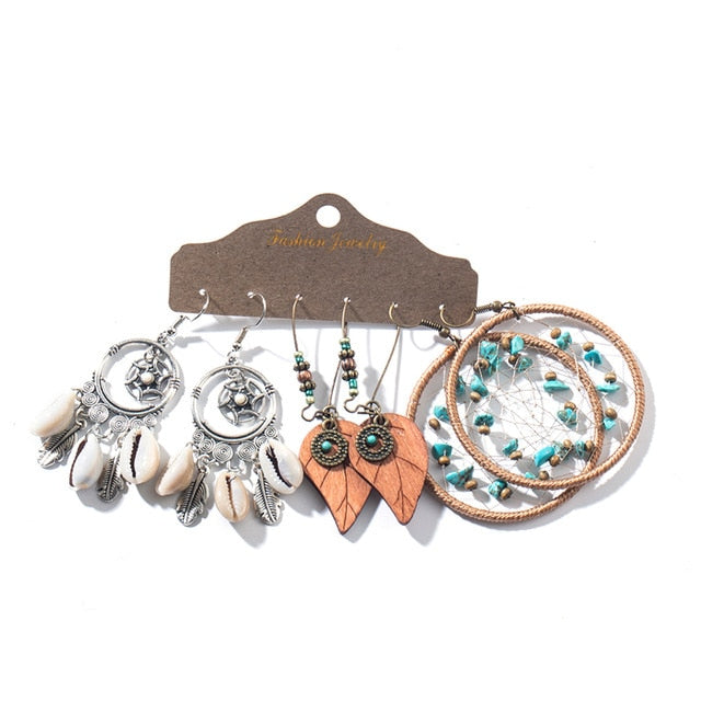 Multiple Boho Ethnic Dangle Drop Earrings for Women Female Fashion 2019 Women's Earrings Sets Ornament Charm Jewelry Accessories