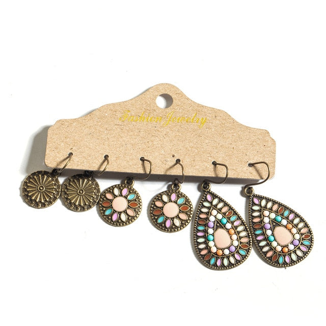 Multiple Boho Ethnic Dangle Drop Earrings for Women Female Fashion 2019 Women's Earrings Sets Ornament Charm Jewelry Accessories