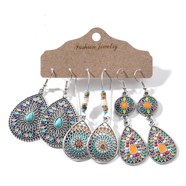 Multiple Boho Ethnic Dangle Drop Earrings for Women Female Fashion 2019 Women's Earrings Sets Ornament Charm Jewelry Accessories