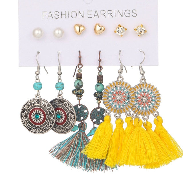 Multiple Boho Ethnic Dangle Drop Earrings for Women Female Fashion 2019 Women's Earrings Sets Ornament Charm Jewelry Accessories