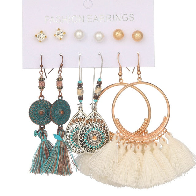 Multiple Boho Ethnic Dangle Drop Earrings for Women Female Fashion 2019 Women's Earrings Sets Ornament Charm Jewelry Accessories