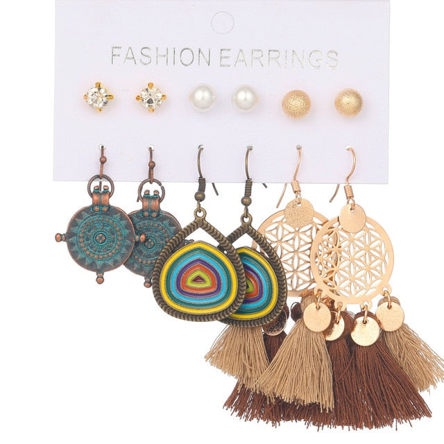 Multiple Boho Ethnic Dangle Drop Earrings for Women Female Fashion 2019 Women's Earrings Sets Ornament Charm Jewelry Accessories