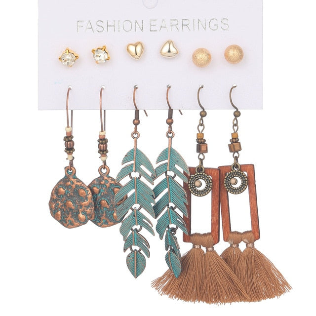 Multiple Boho Ethnic Dangle Drop Earrings for Women Female Fashion 2019 Women's Earrings Sets Ornament Charm Jewelry Accessories