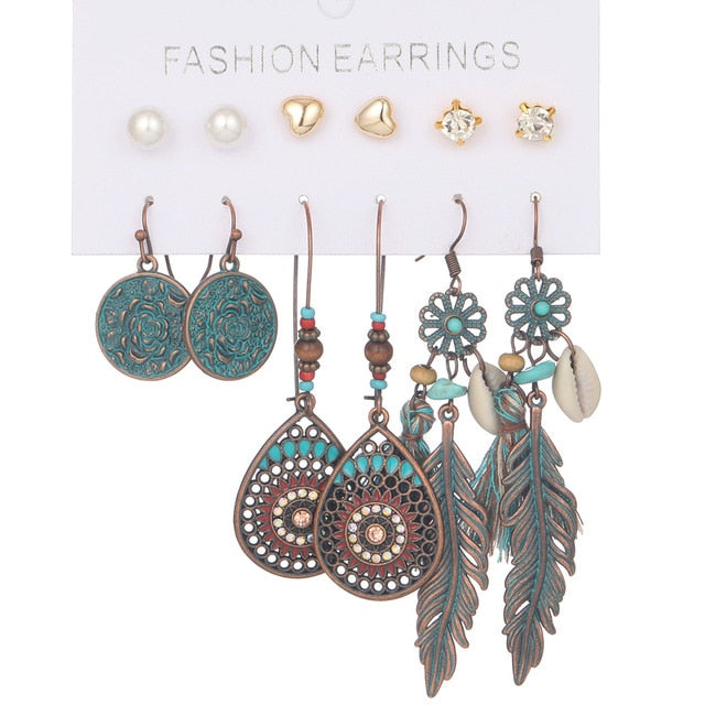 Multiple Boho Ethnic Dangle Drop Earrings for Women Female Fashion 2019 Women's Earrings Sets Ornament Charm Jewelry Accessories