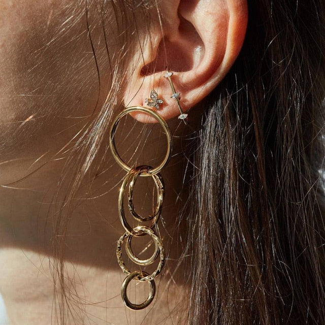 Bls-miracle 2019 New Boho Multi-Element Crystal Set Earring For Women Fashion Pendant Piercing Geometric Stud Earrings Jewelry