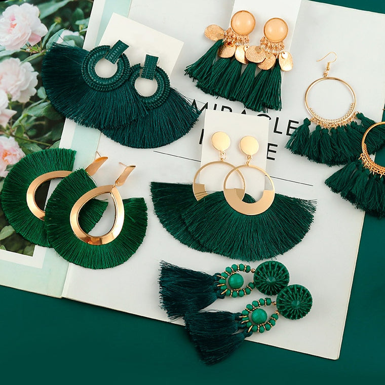 New Fashion Bohemian Tassel Earrings for Women Cotton Silk Fabric Long Fringe Drop Dangle Earrings 2019 Party Female Jewelry