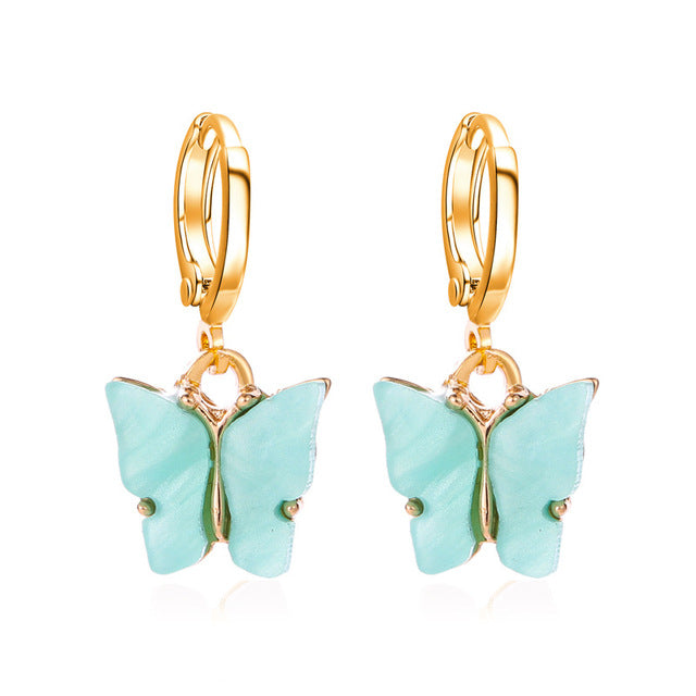 Sweet Acrylic Color Butterfly Necklace For Women Long Wild Clavicle Chain Pendant Refined Stylish Mujer Gift 2020 Trendy Gold