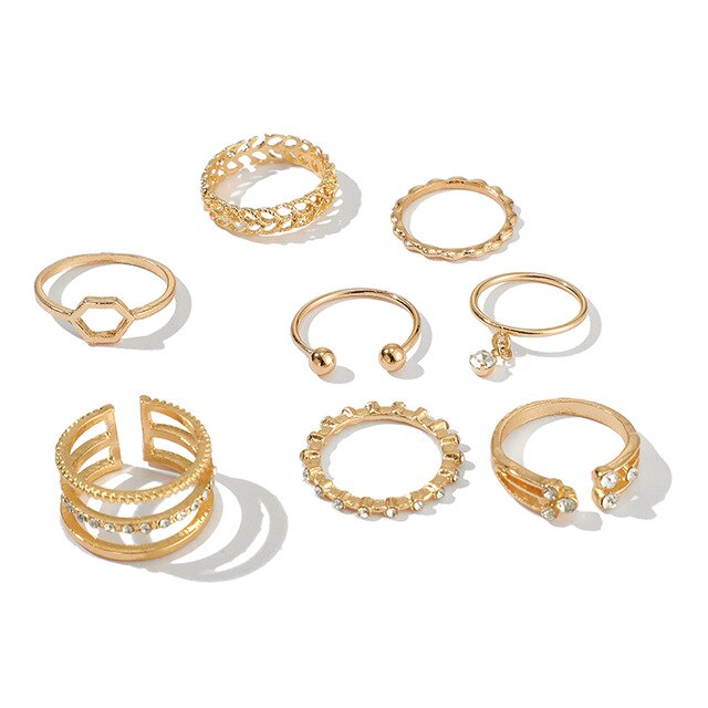 Tocona Bohemen Eenvoudige Design Gold Hollow Geometrische Vinger Set Multi layer Opening Knuckle Ringen voor Vrouwen Dames Sieraden 9012