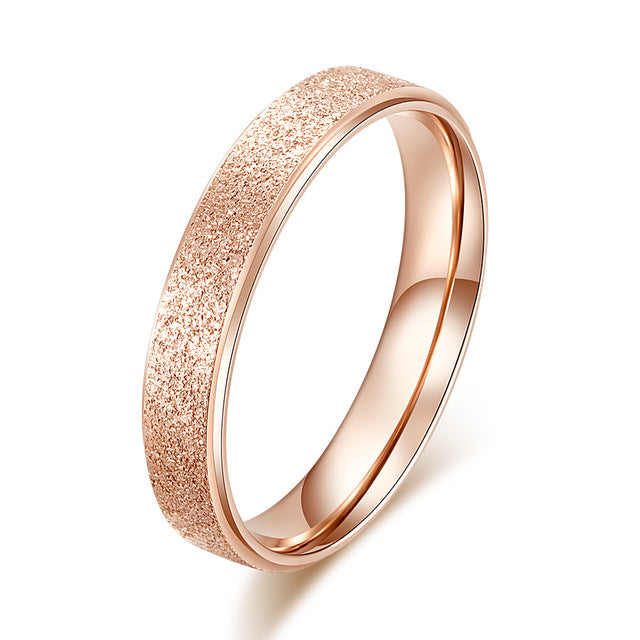 KNOCK High quality Fashion Simple Scrub Stainless Steel Women 's Rings 2 mm Width Rose Gold Color Finger  Gift For Girl Jewelry