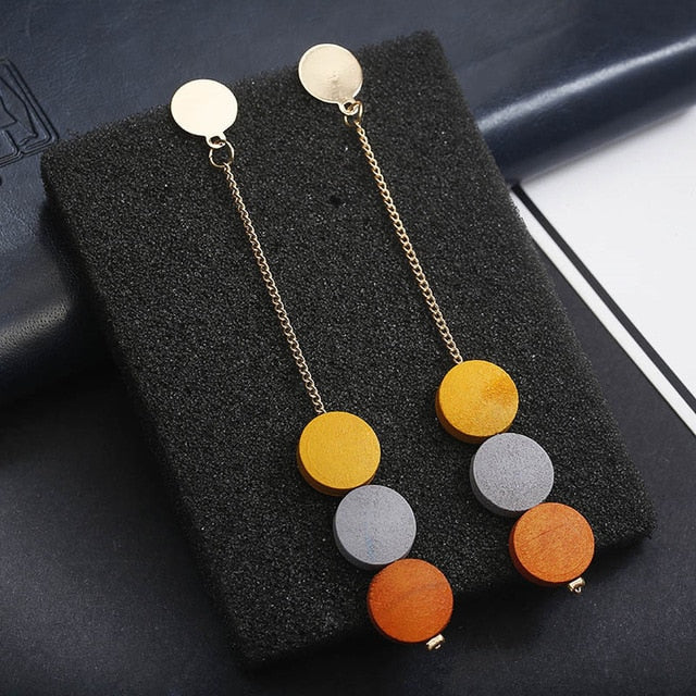 Pendientes coreanos de Circulo de diamantes de imitación geométrico asimétrico de pendiente largo a la moda nuevos pendientes de acrílico para mujer regalo fiesta boda