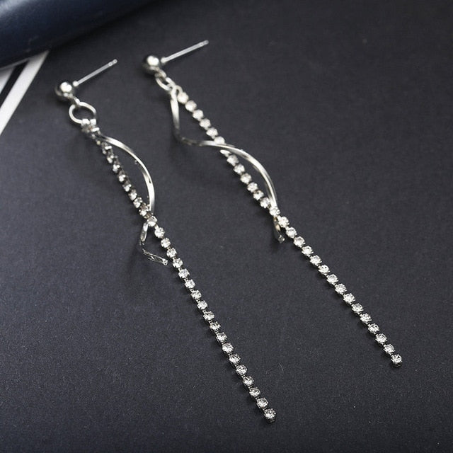 Pendientes coreanos de Circulo de diamantes de imitación geométrico asimétrico de pendiente largo a la moda nuevos pendientes de acrílico para mujer regalo fiesta boda