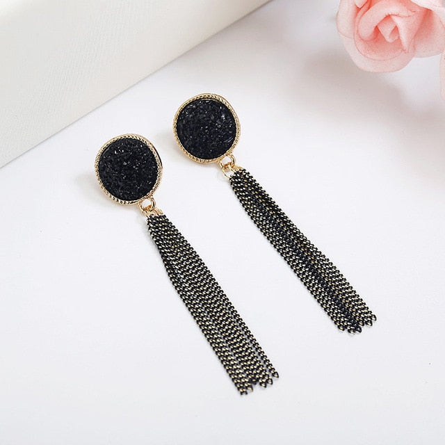 Pendientes coreanos de Circulo de diamantes de imitación geométrico asimétrico de pendiente largo a la moda nuevos pendientes de acrílico para mujer regalo fiesta boda