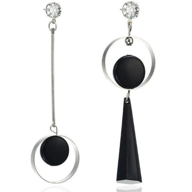 Pendientes coreanos de Circulo de diamantes de imitación geométrico asimétrico de pendiente largo a la moda nuevos pendientes de acrílico para mujer regalo fiesta boda