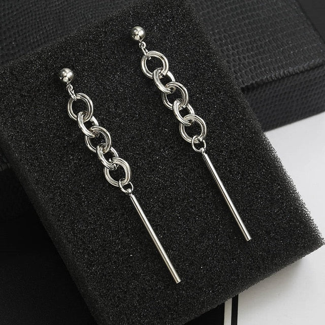 Pendientes coreanos de Circulo de diamantes de imitación geométrico asimétrico de pendiente largo a la moda nuevos pendientes de acrílico para mujer regalo fiesta boda