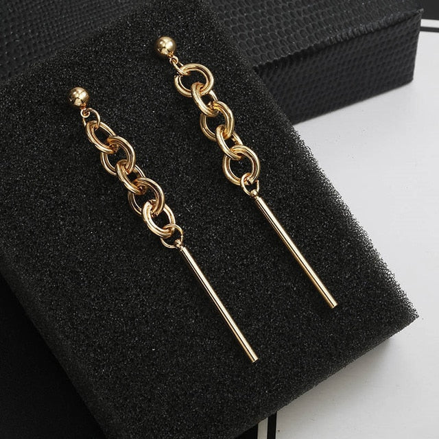 Pendientes coreanos de Circulo de diamantes de imitación geométrico asimétrico de pendiente largo a la moda nuevos pendientes de acrílico para mujer regalo fiesta boda